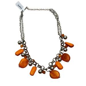 Orange Bead Fall Necklace